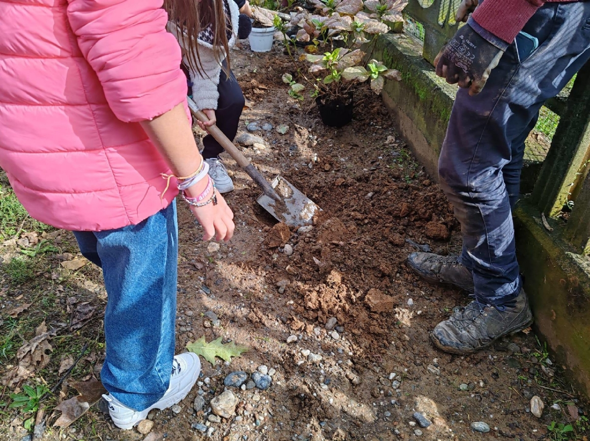 RIVALTA - Bimbi della scuola «giardinieri» danno nuova vita alla piazzetta di Gerbole - FOTO